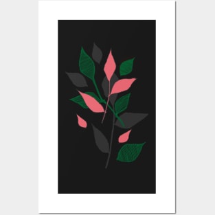 Chocolate brown, green and pink foliage Posters and Art